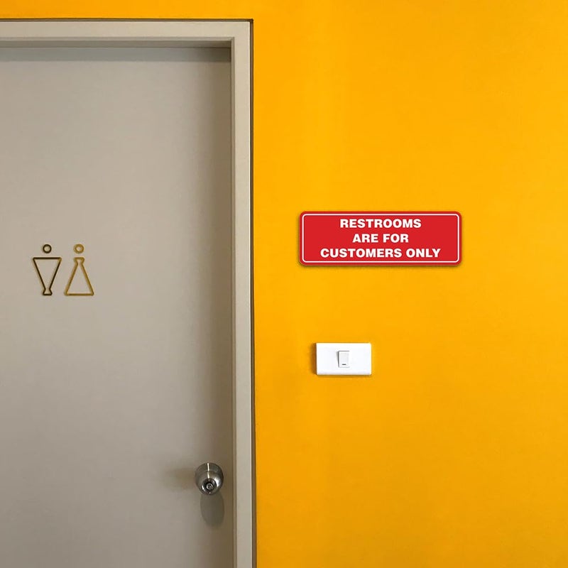 All Quality Standard Restrooms Are For Customers Only Door/Wall Sign - Black - Large 1 Pack - Image 5